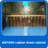 slide custom blast cabinet with rubber lining