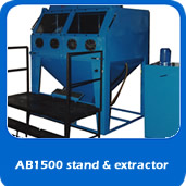 slide custom blast cabinet with stand and extractor